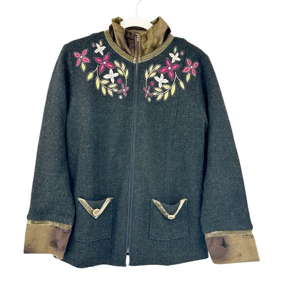 Icelandic Design Womens Vintage Floral 100% Wool Cardigan Sweater Jacket Size S - Picture 1 of 7